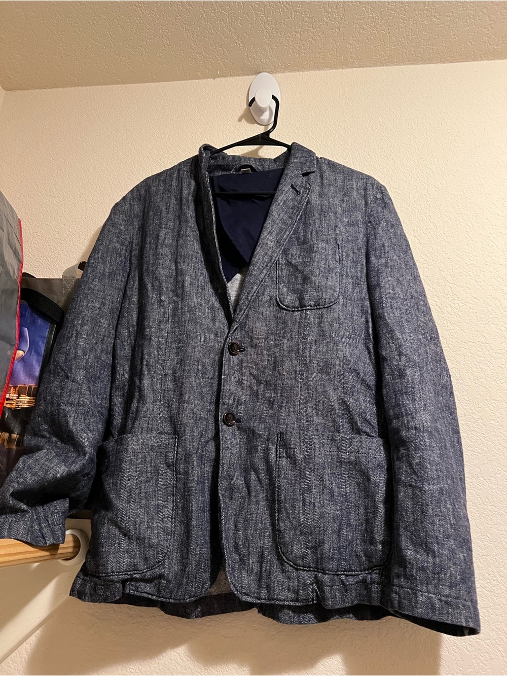 Men's Casual Linen-Blend Blazer Jacket - Blue